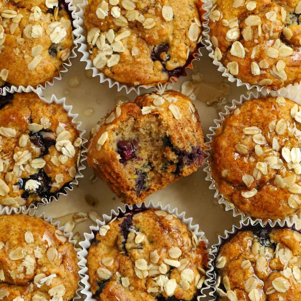 Muffins de desayuno saludables {arándanos y avena}