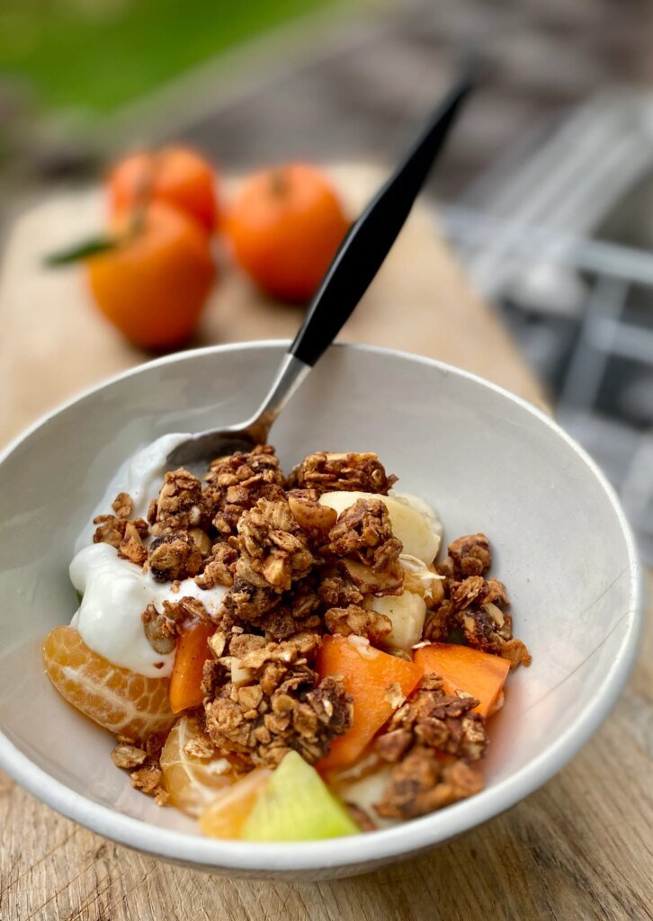 Receta de granola de chocolate y mantequilla de maní