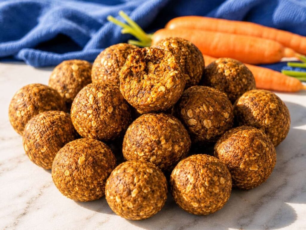 Bolitas Energéticas de Pastel de Zanahoria (Snack Saludable Sin Hornear)