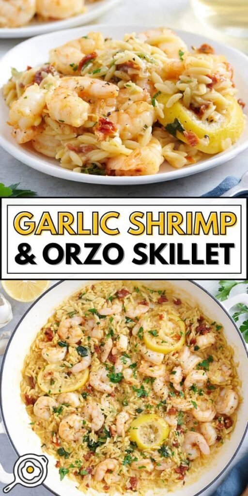 Sartén De Camarones Al Ajillo Y Orzo