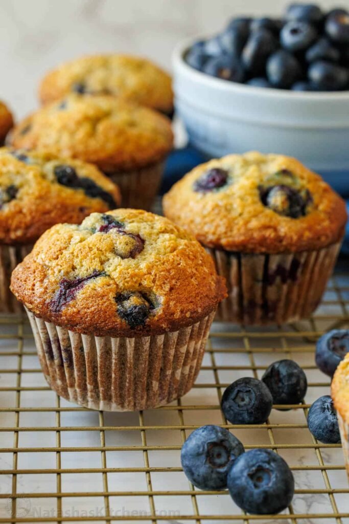 Muffins de plátano y arándanos